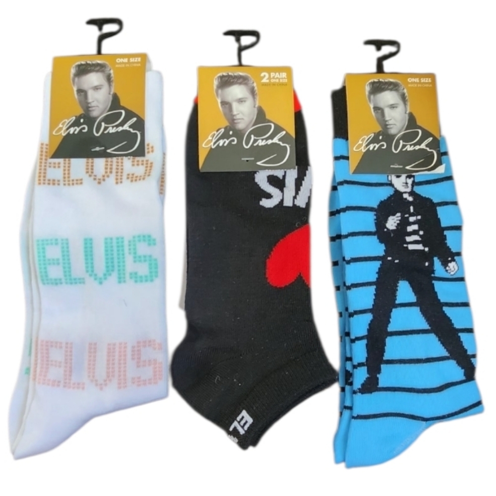 Elvis Presley‎ Retro 1950s King of Rock & Roll Design Novelty Crew Unisex Socks